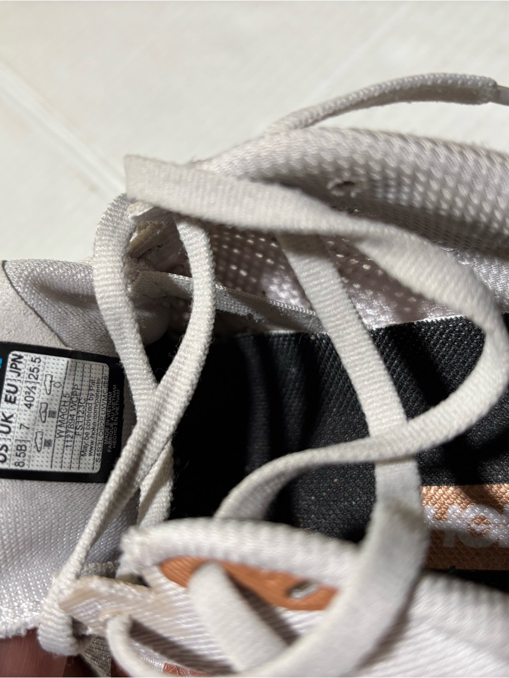 Hoka White Running Shoe with Rose Gold Logo Accents - Picture 10 of 10
